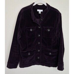 Christopher & Banks Large Jacket Purple Corduroy Shacket Button Down Pockets